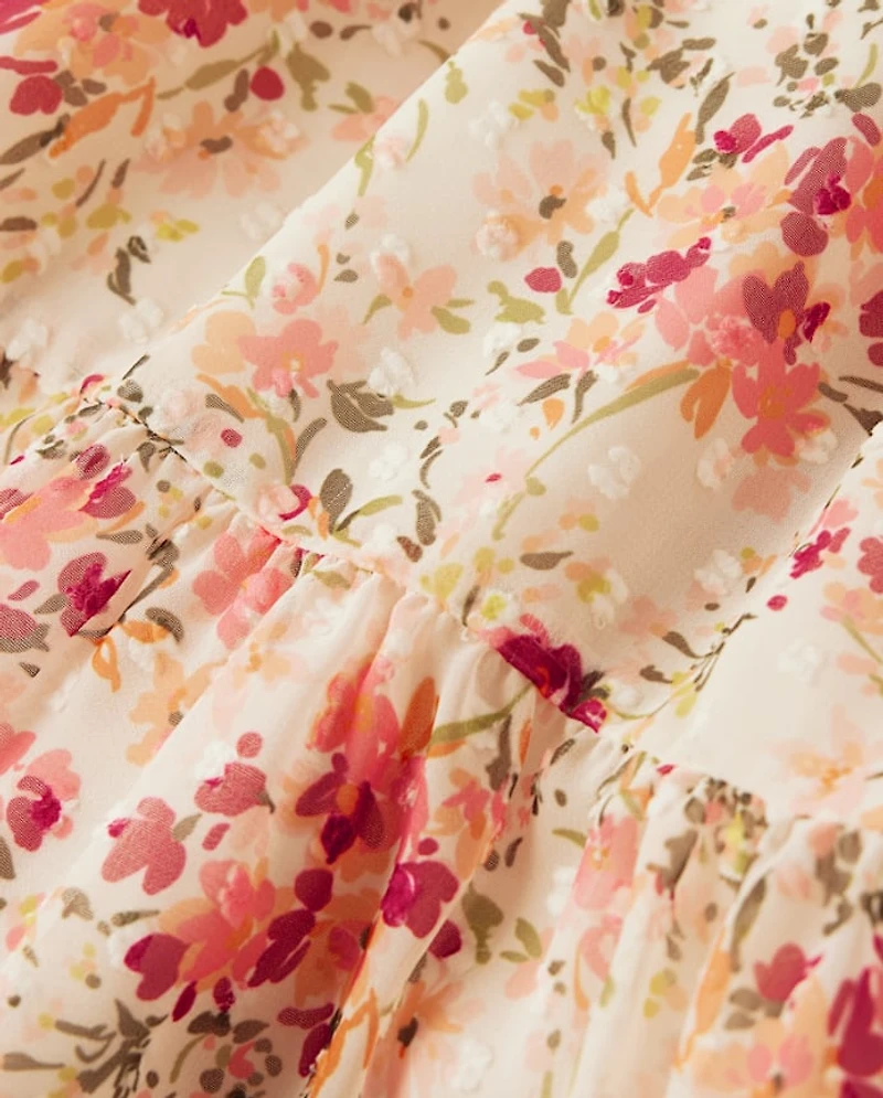 Girls Floral Smocked Ruffle Dress - Country Charm