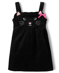 Girls Embroidered Cat Corduroy Jumper - Halloween