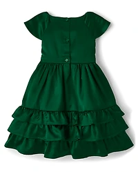 Girls Ruffle Bow Fit And Flare Dress - All Dressed Up