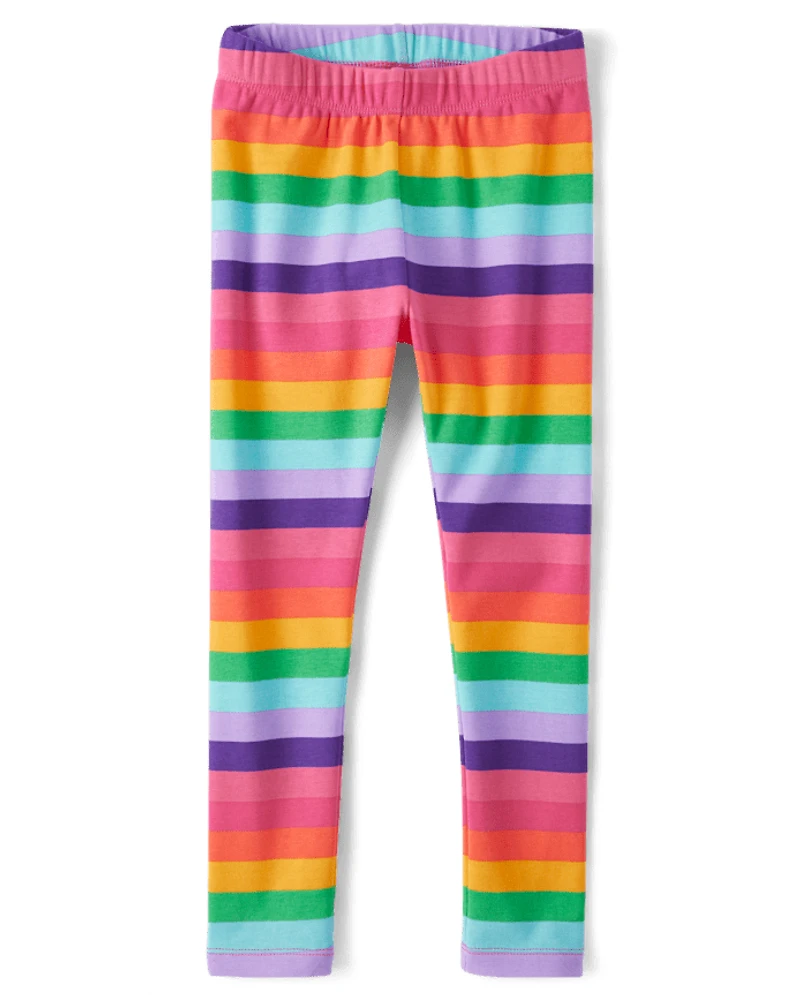 Girls Rainbow Striped Leggings - Classroom Cutie