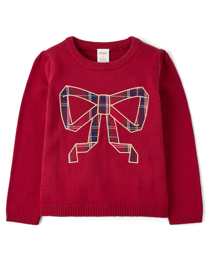 Pull à nœud brodé pour fille - Tout habillé