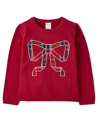 Pull à nœud brodé pour fille - Tout habillé