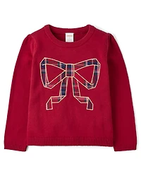 Pull à nœud brodé pour fille - Tout habillé
