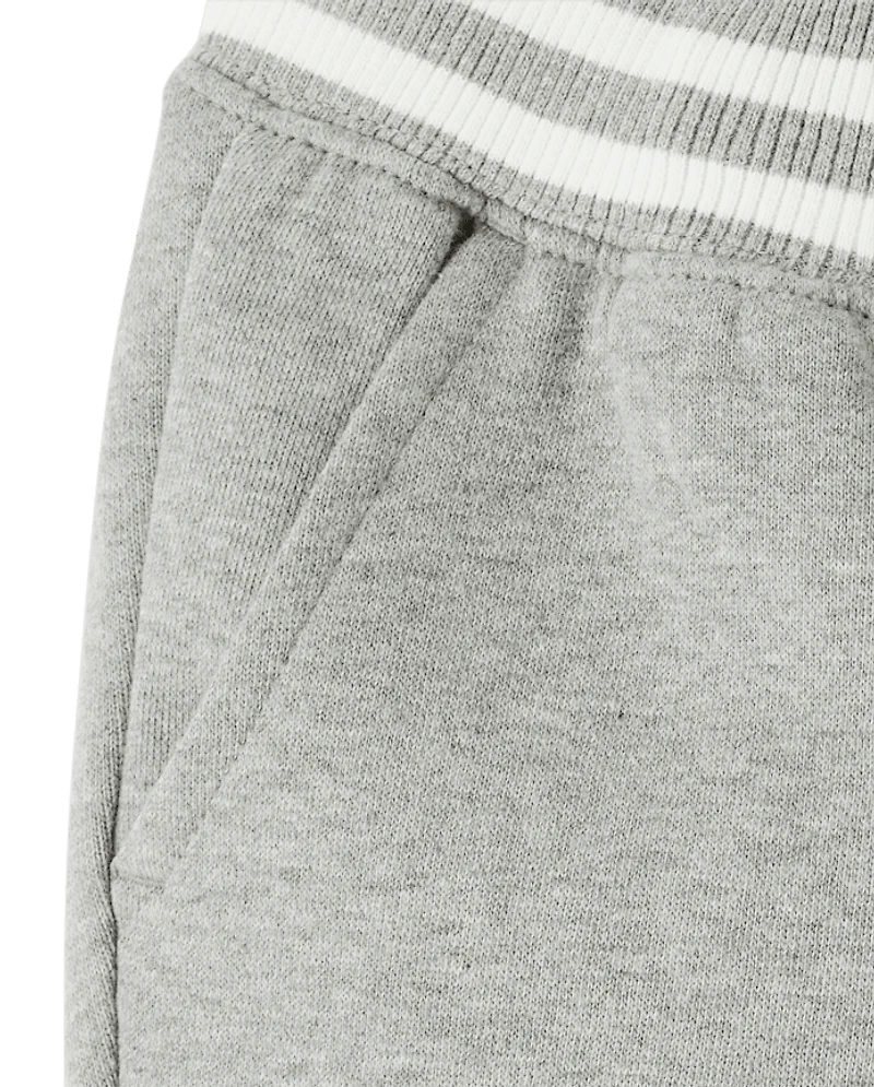 Boys Striped Cuff Fleece Jogger Pants