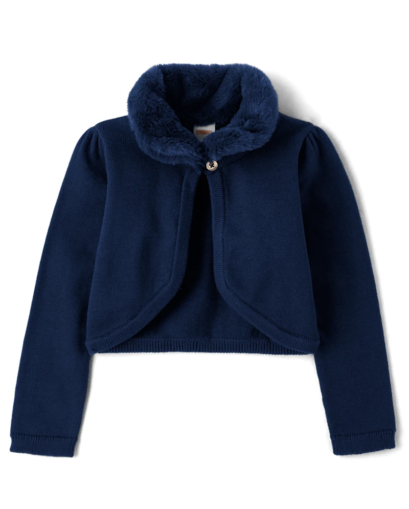 Girls Faux Fur Shrug - Royal Christmas
