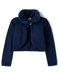 Girls Faux Fur Shrug - Royal Christmas