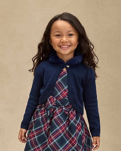 Girls Faux Fur Shrug - Royal Christmas