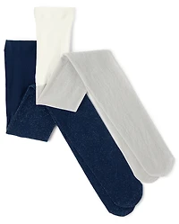 Girls Glitter Tights 2-Pack - Royal Christmas