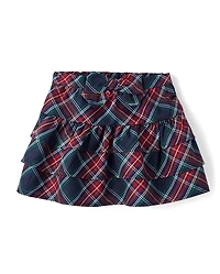 Girls Plaid Tiered Skirt - Royal Christmas