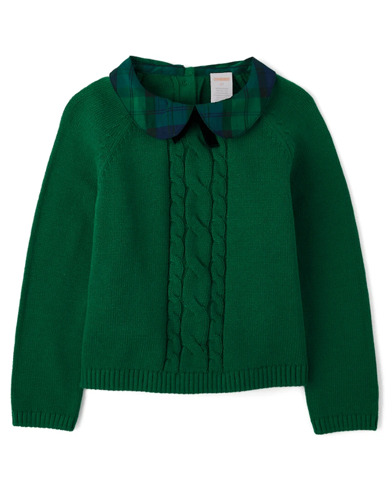 Girls Bow Cable Knit Sweater - All Dressed Up