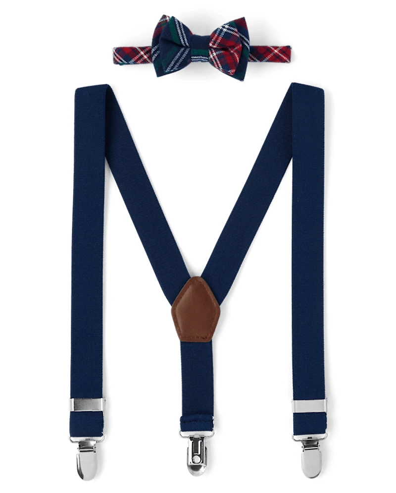 Boys Bow Tie And Suspenders Set - Royal Christmas