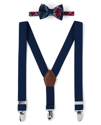 Boys Bow Tie And Suspenders Set - Royal Christmas