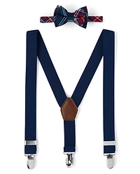 Boys Bow Tie And Suspenders Set - Royal Christmas