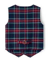 Boys Plaid Suit Vest - Royal Christmas