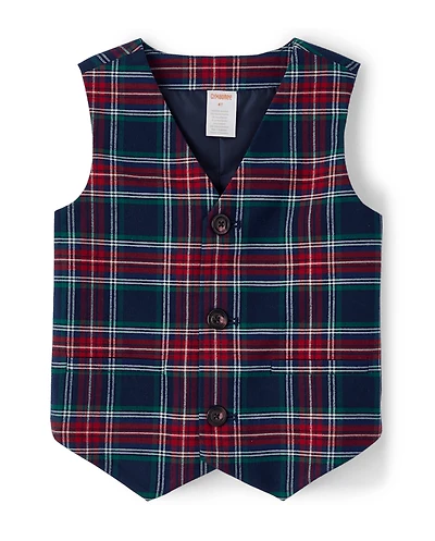 Boys Plaid Suit Vest - Royal Christmas