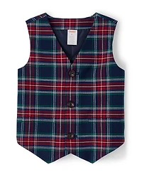 Boys Plaid Suit Vest - Royal Christmas