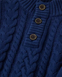 Boys Cable Knit Turtleneck Sweater - Royal Christmas