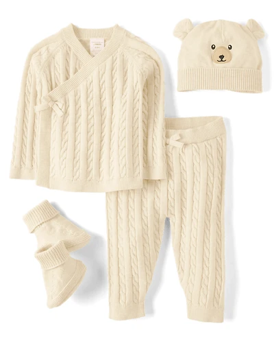 Baby Cable Knit Bear 4-Piece Outfit Set - Homegrown By Gymboree