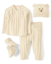 Baby Cable Knit Bear 4-Piece Outfit Set - Homegrown By Gymboree