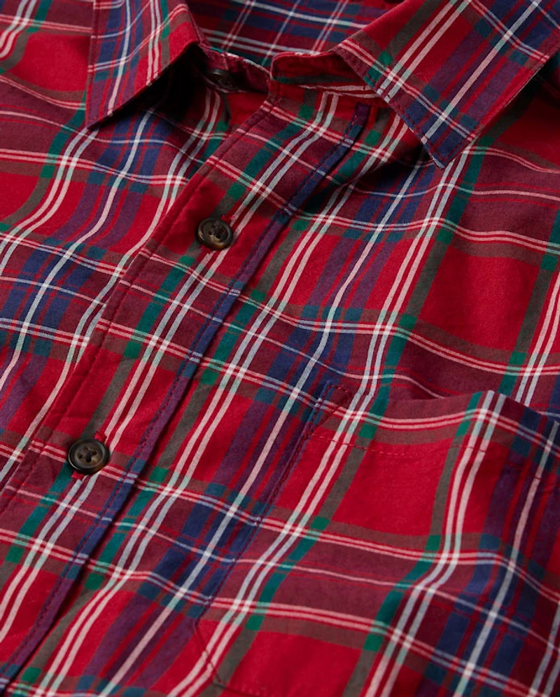 Mens Matching Family Plaid Poplin Button Up Shirt