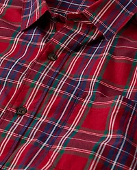 Mens Matching Family Plaid Poplin Button Up Shirt