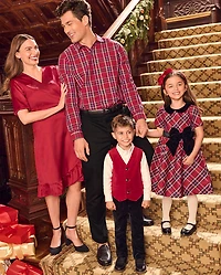 Mens Matching Family Plaid Poplin Button Up Shirt