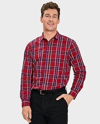 Mens Matching Family Plaid Poplin Button Up Shirt