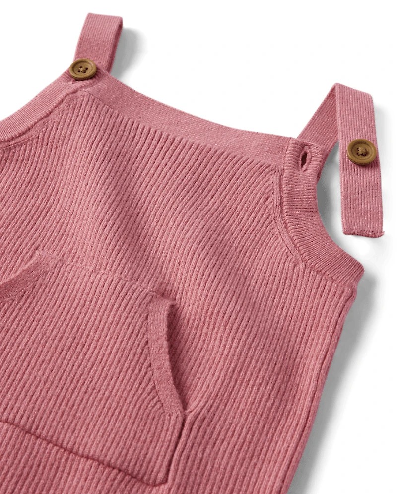 Baby Girls Ribbed Overalls