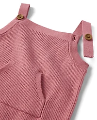 Baby Girls Ribbed Overalls