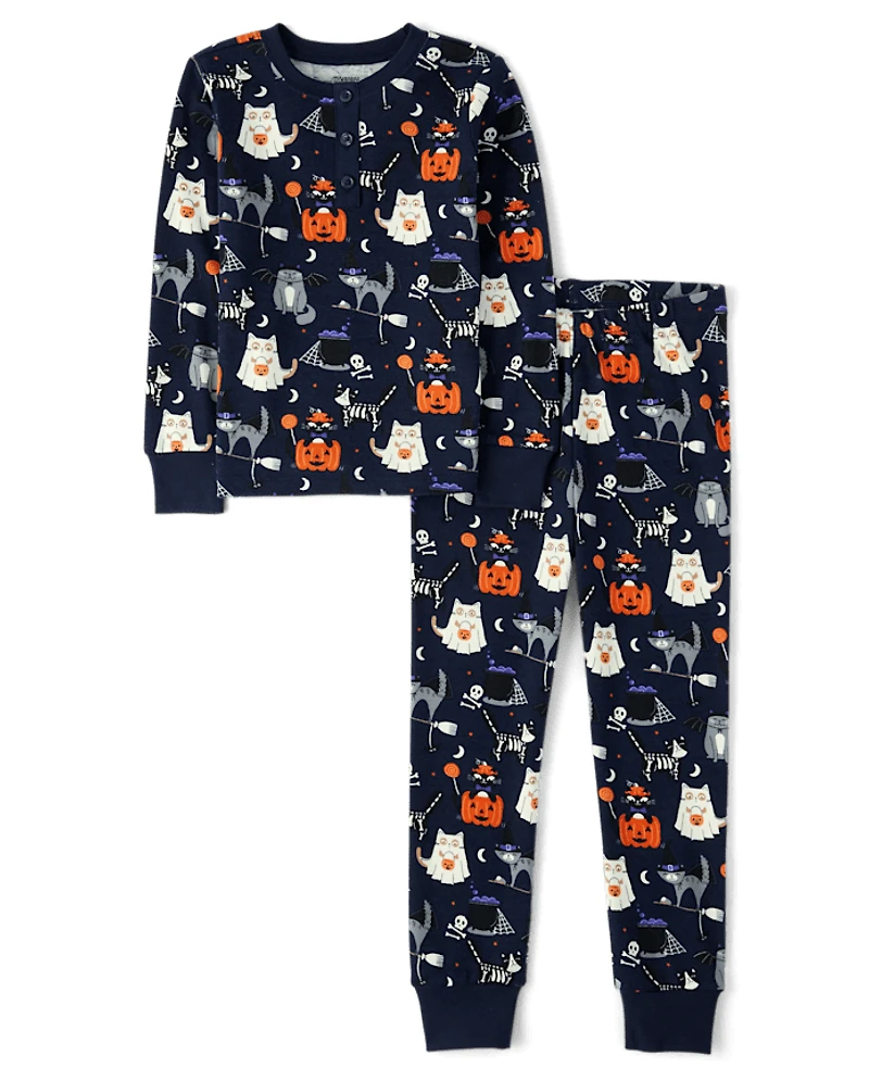 Pyjama Henley ajusté en coton pour garçon, style Halloween