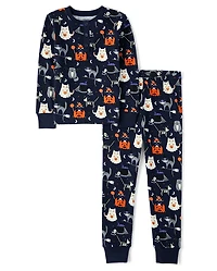 Pyjama Henley ajusté en coton pour garçon, style Halloween