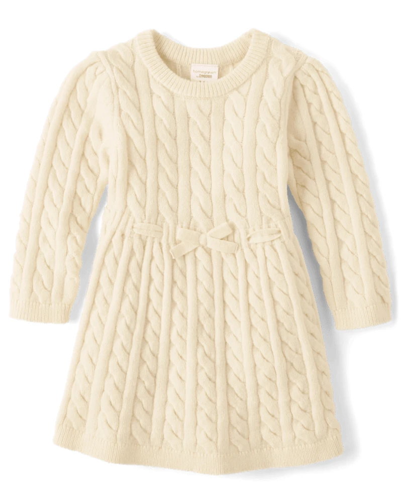 Robe pull en maille torsadée pour bébé fille