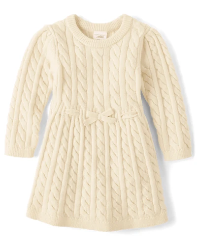 Robe pull en maille torsadée pour bébé fille