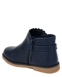 Bottines à boucle fleurie festonnée pour filles - Little Essentials
