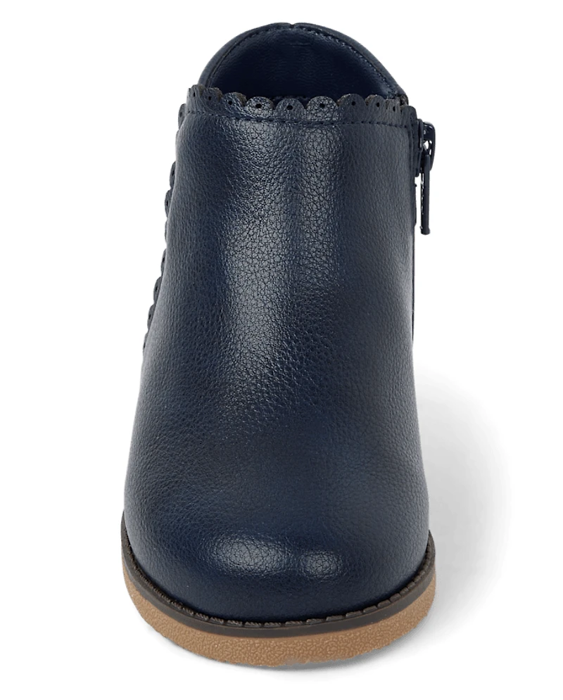 Bottines à boucle fleurie festonnée pour filles - Little Essentials