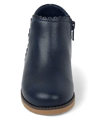 Bottines à boucle fleurie festonnée pour filles - Little Essentials
