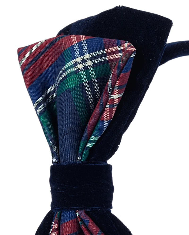 Girls Plaid 3-Piece Hair Set - Royal Christmas