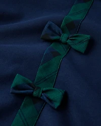 Girls Plaid Bow Ponte Dress - Royal Christmas