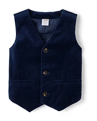 Boys Velvet Suit Vest - Royal Christmas