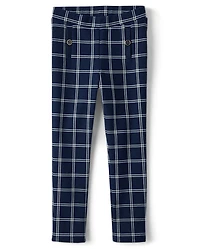 Girls Plaid Ponte Jeggings - Coastal Cutie
