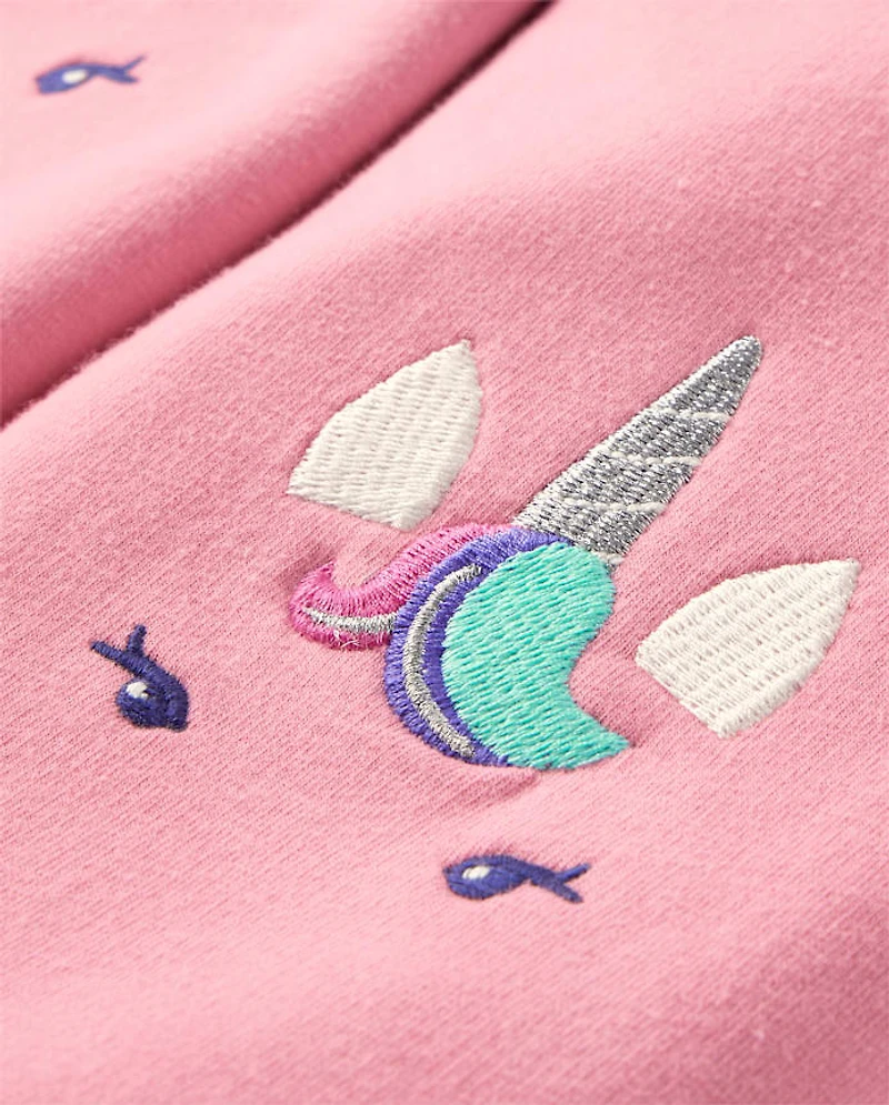 Girls Unicorn Fleece Jogger Pants - Dino Friends