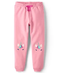 Girls Unicorn Fleece Jogger Pants - Dino Friends