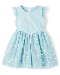 Girls Glitter Star Tutu Dress - Little Snowflake