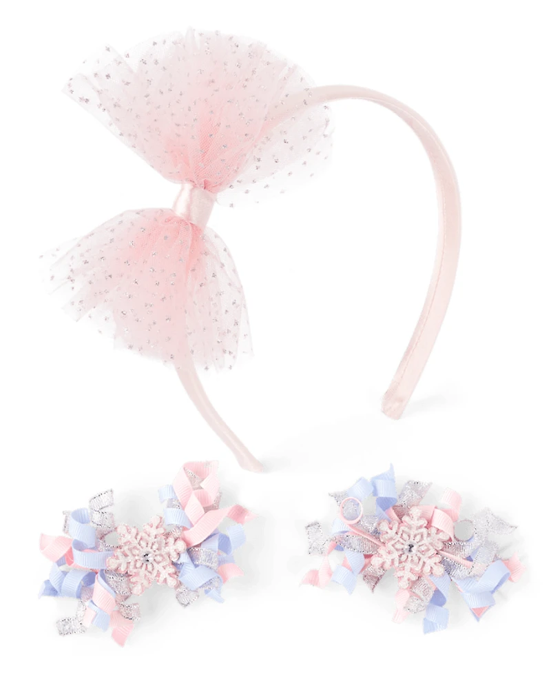 Girls 3-Piece Hair Set - Little Snowflake