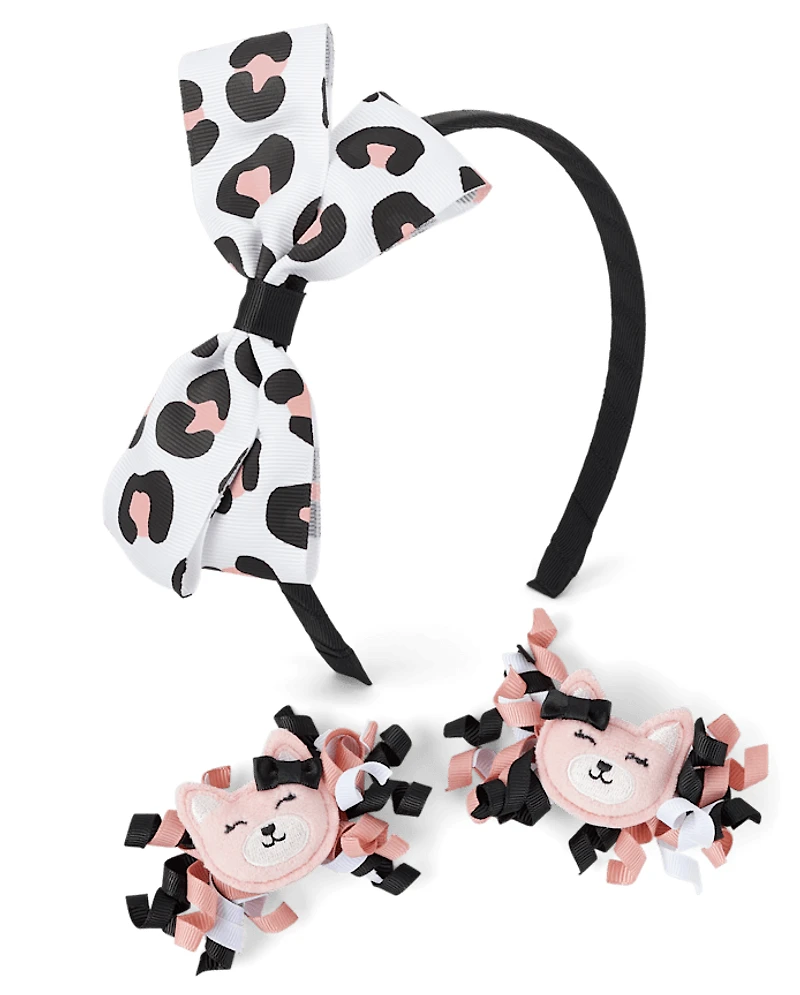 Girls 3-Piece Hair Set - Lil' Leopard