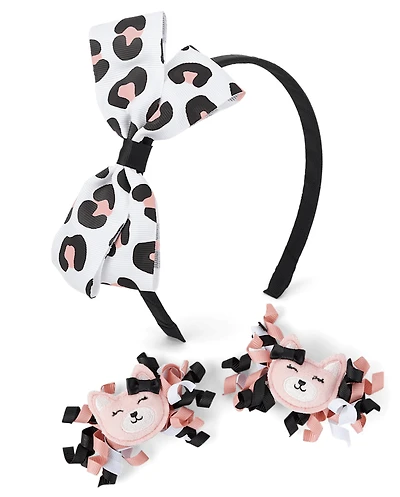 Girls 3-Piece Hair Set - Lil' Leopard