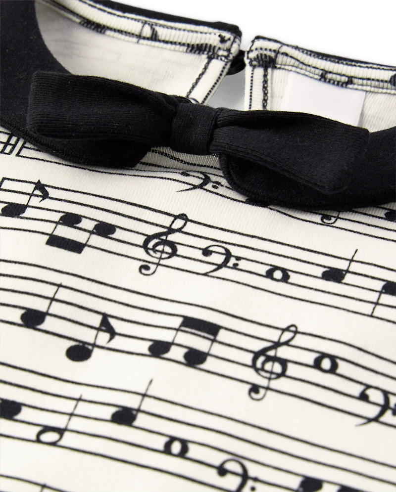 Robe évasée à motif notes de musique pour fille - Léopard