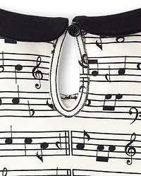 Robe évasée à motif notes de musique pour fille - Léopard