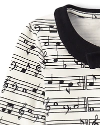 Robe évasée à motif notes de musique pour fille - Léopard