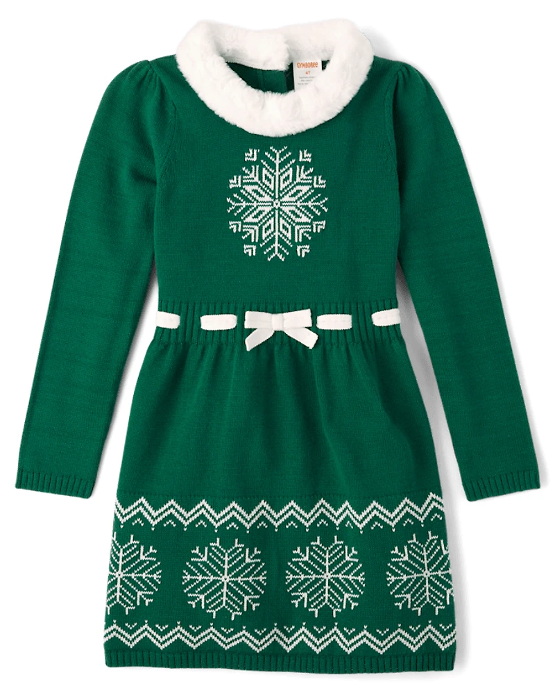 Girls Snowflake Fairisle Sweater Dress
